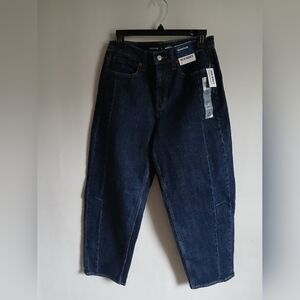 Old Navy Women's Barrel Leg High Rise Jeans Darkwash Sz4 Ankle Length